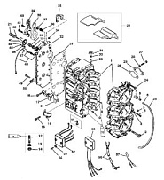 Блок цилиндров (USA-0G127499/BEL-9836632 и ниже) 2-Х ТАКТНОГО ПЛМ MERCURY 90 Серийный номер от 0D283222 до 0G760299