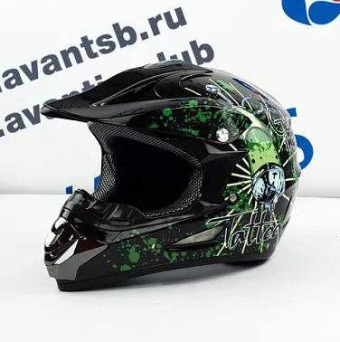 Шлем кроссовый Avantis Tattoo, Черный